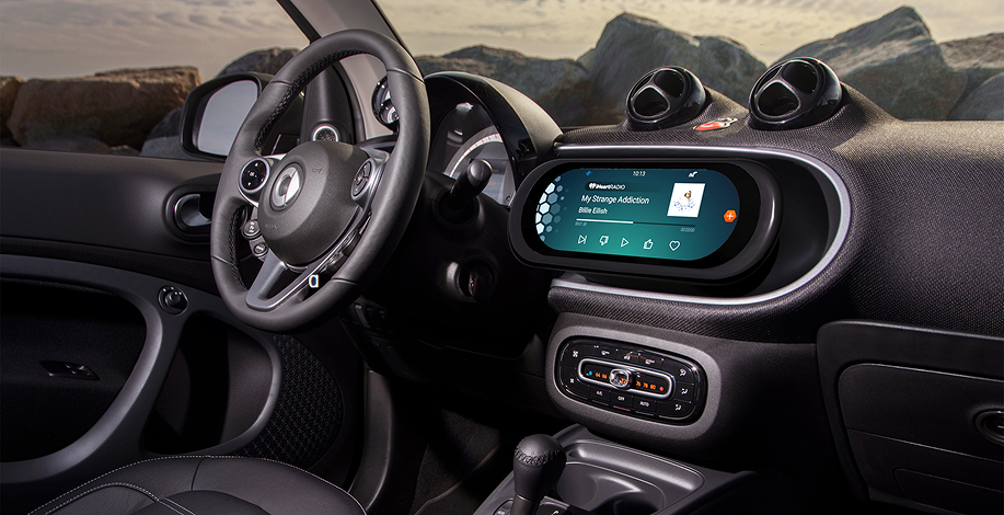 Modern infortainment screen vehicle interior