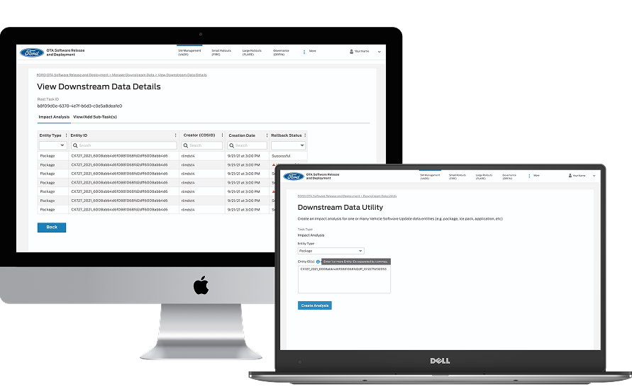 Ford Data Management Tool Interface