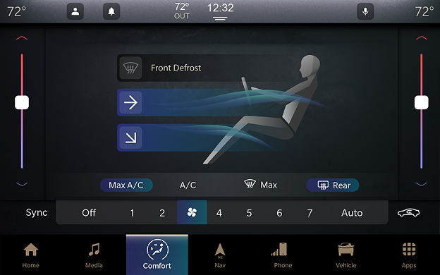 Blue theme HVAC controls