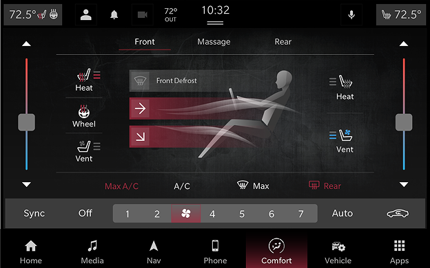 Red theme HVAC controls